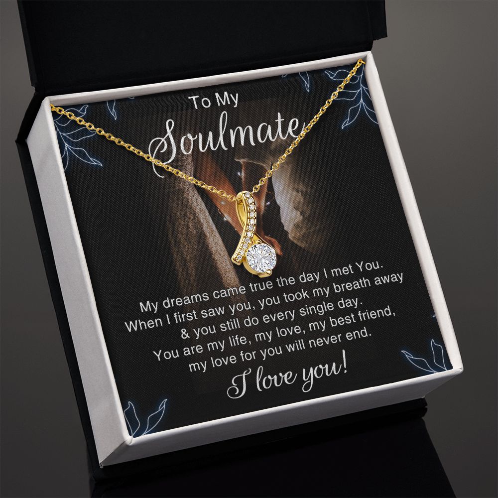 To My Soulmate Necklace for Women Birthday Christmas Jewelry Gifts For My Wife with Message Card Box Personalized Gift Present Pendant for Future Wife Soulmate Girlfriend Love 5 Alluring Beauty Necklace