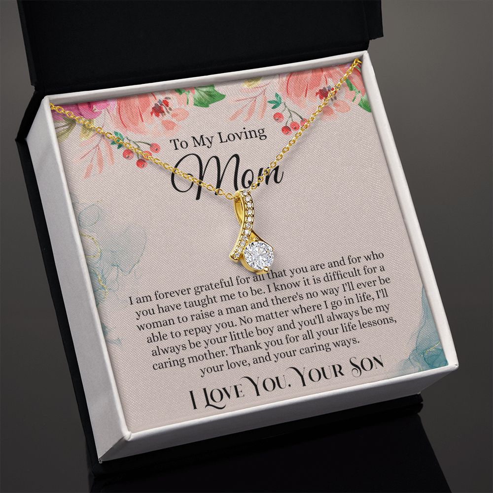 To My Loving Mom Necklace, Mom Gift From Son, Mom Necklace, Gift For Mom From Son, Mom Mother's Day Gift From Son, Mom Birthday Gift From Son, To My Mom Gift, Necklace for Women Alluring Beauty Necklace