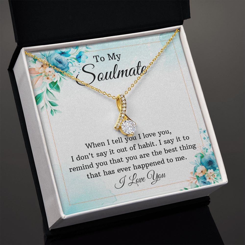 To My Soulmate Necklace for Women Birthday Christmas Jewelry Gifts For My Wife with Message Card Box Personalized Gift Present Pendant for Future Wife Soulmate Girlfriend Love 12 Alluring Beauty Necklace