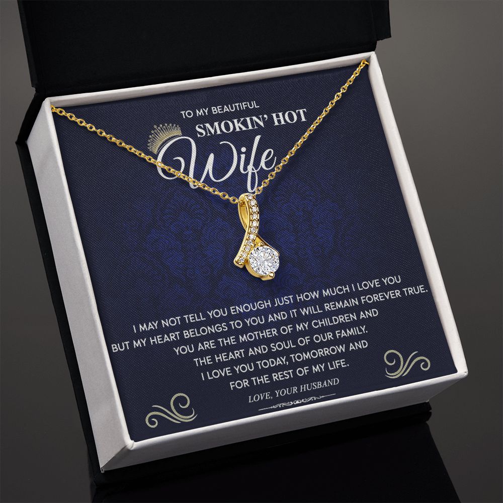 To My Wife Necklace from Husband, Personalized Necklace for Women, Luxury Necklace for Wife from Man Men, Wedding Anniversary Present For Wife, Beautiful Wife Jewelry Christmas Birthday Gift For Wife10 Alluring Beauty Necklace