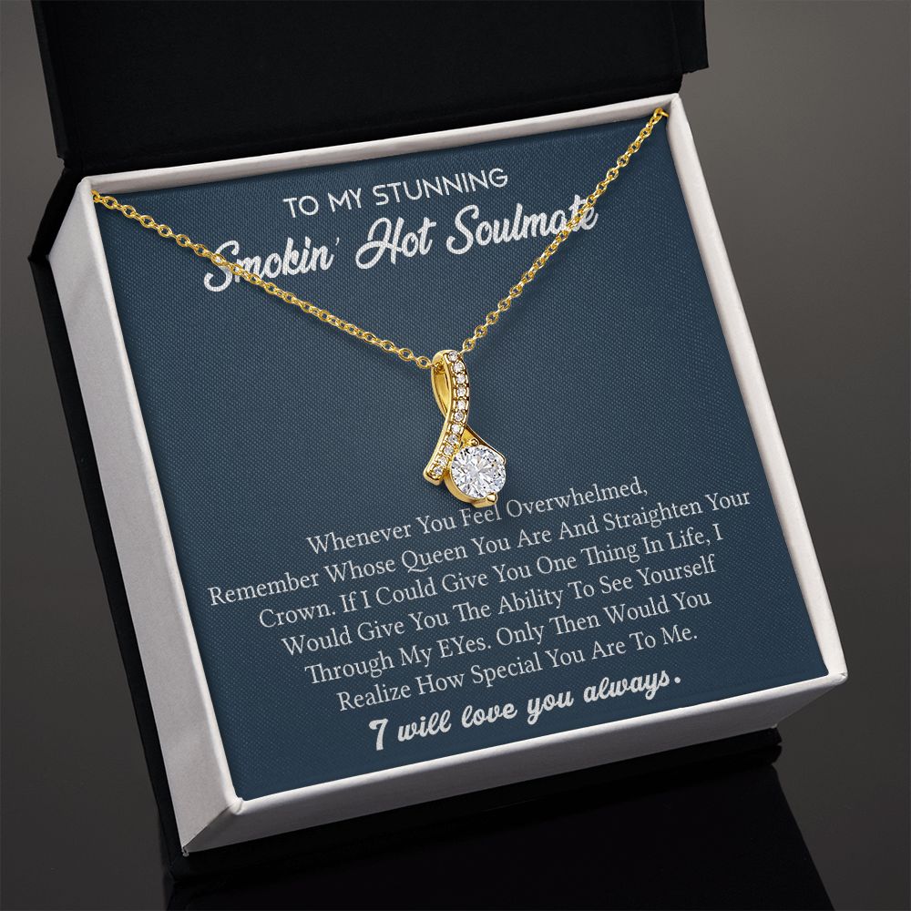 To My Soulmate Necklace for Women Birthday Valentines Day Jewelry Gifts For My Wife with Message Card Box Personalized Gift Present Pendant for Future Wife Soulmate Girlfriend Love 5 Alluring Beauty Necklace