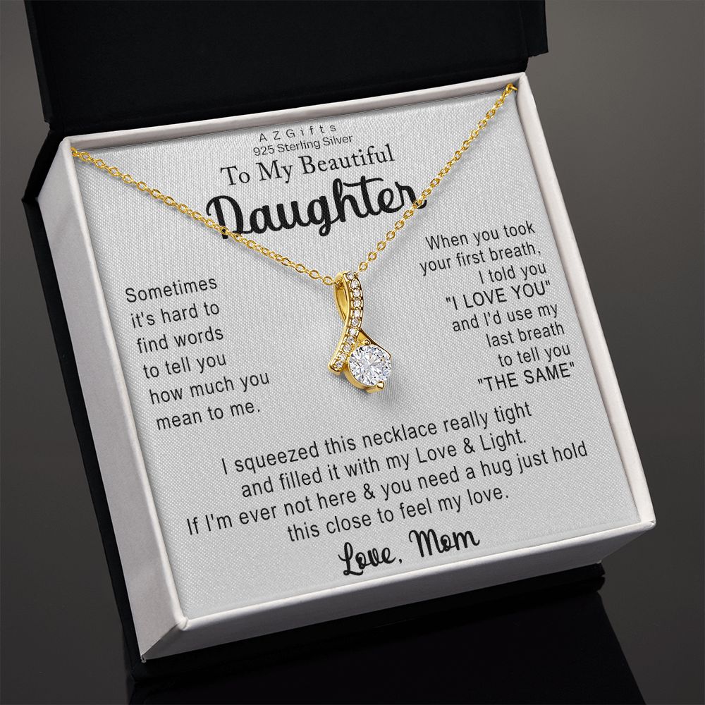 To My Daughter Necklace Gift from Mom Necklace for Daughter from Mom Mother Christmas Birthday Gifts for Teen Girls Women Gift for Daughter Jewelry Present for Her Alluring Beauty Necklace