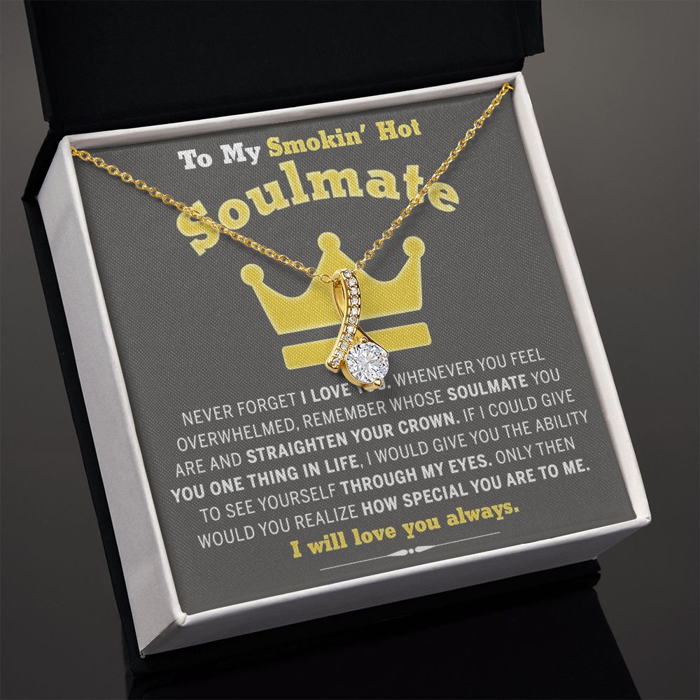 To My Soulmate Necklace for Women Birthday Valentines Day Jewelry Gifts For My Wife with Message Card Box Personalized Gift Present Pendant for Future Wife Soulmate Girlfriend Love 8 Alluring Beauty Necklace