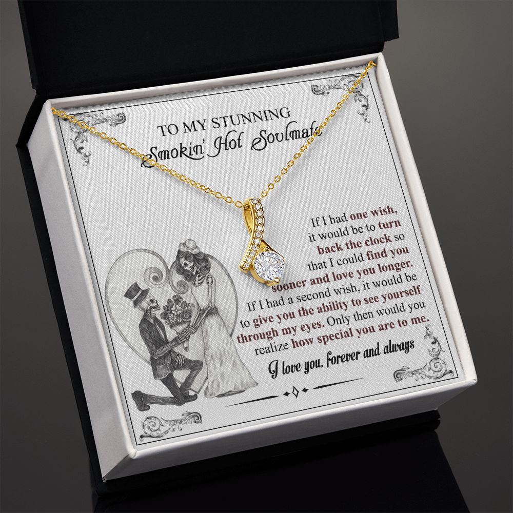 To My Soulmate Necklace for Women Birthday Valentines Day Jewelry Gifts For My Wife with Message Card Box Personalized Gift Present Pendant for Future Wife Soulmate Girlfriend Love 6 Alluring Beauty Necklace