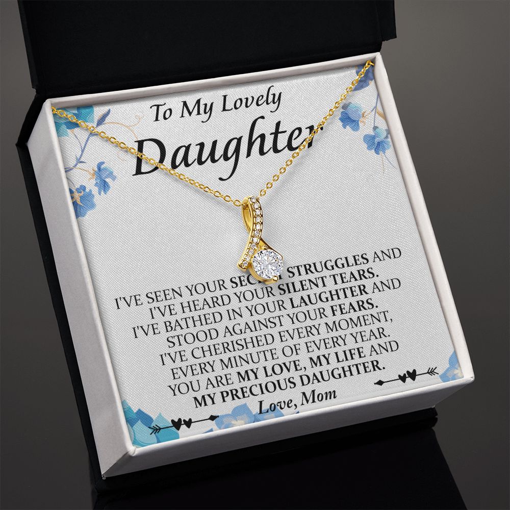 Mother and Daughter Necklace for Girls, To My Daughter Gift Necklace from Mom, Birthday Christmas Gift Graduation Gifts for Daughters, Jewelry Pendant Present for Daughter, Mother Daughter Gift 41 Alluring Beauty Necklace