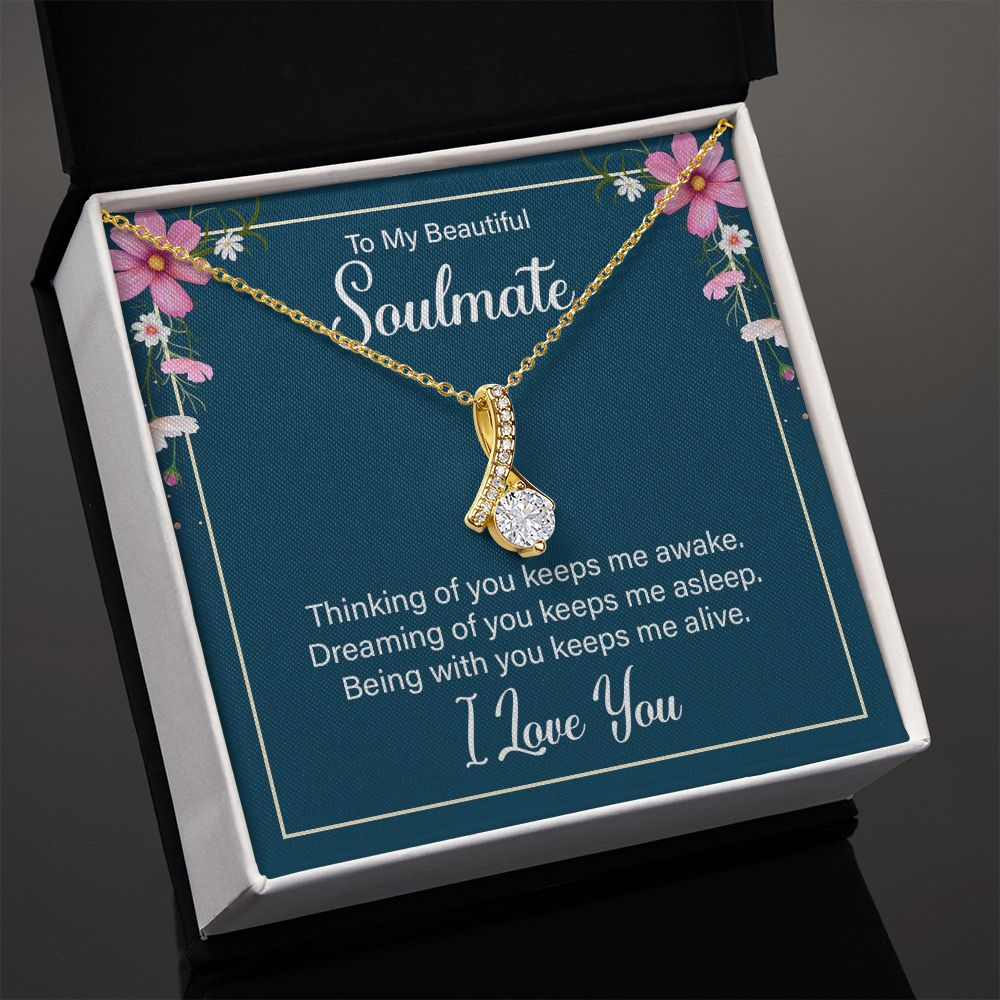 To My Soulmate Necklace for Women Birthday Christmas Jewelry Gifts For My Wife with Message Card Box Personalized Gift Present Pendant for Future Wife Soulmate Girlfriend Love 13 Alluring Beauty Necklace