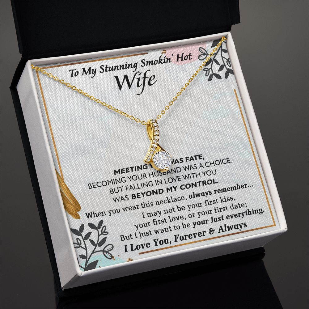 To My Smokin Hot Wife Necklace, Wedding Anniversary Jewelry For Women, Necklace For Wife from Husband, Gifts For Wife Birthday Gifts Necklace, Jewelry With Message Card In A Gift Box Alluring Beauty Necklace