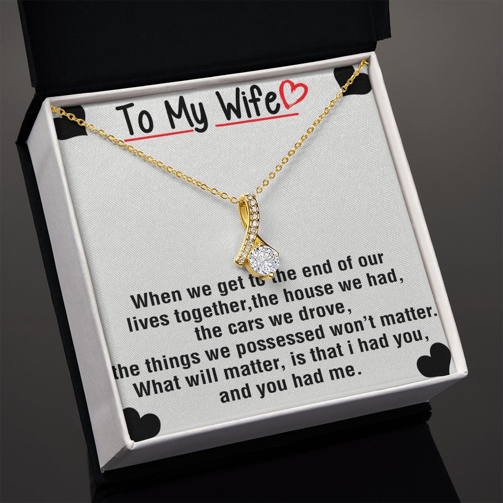 To My Wife Necklace from Husband, Personalized Necklace for Women, Luxury Necklace for Wife from Man Men, Wedding Anniversary Present For Wife, Beautiful Wife Jewelry Christmas Birthday Gift For Wife25 Alluring Beauty Necklace