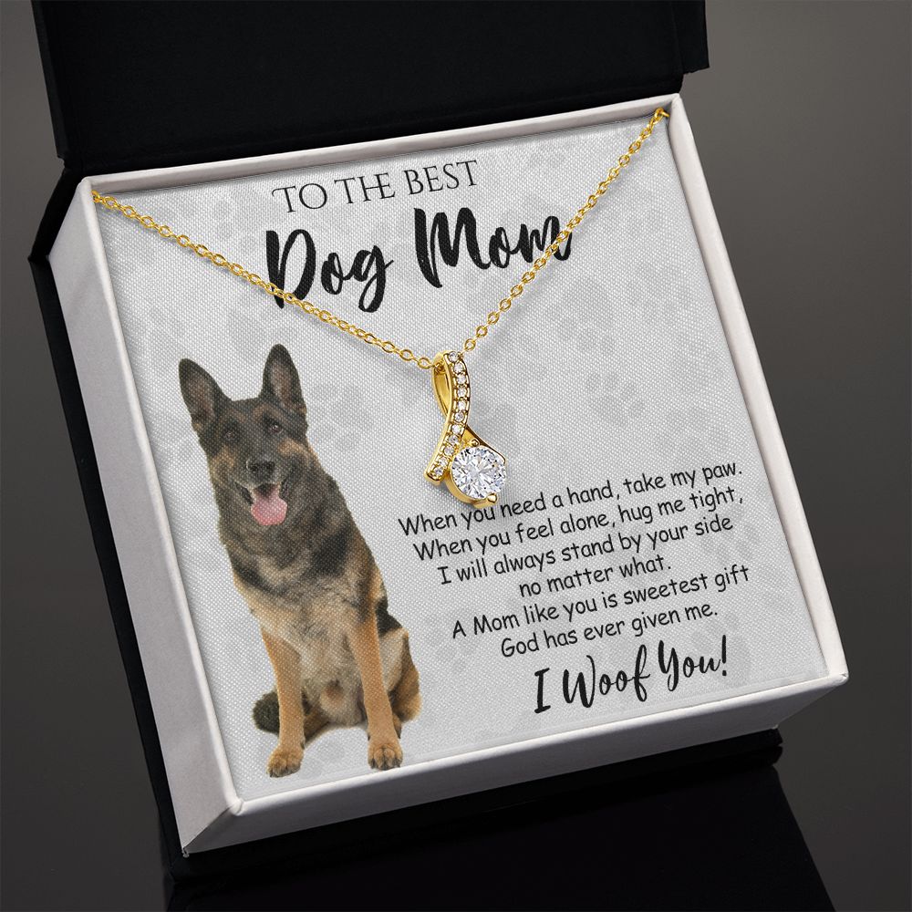 To The Best German Shepherd Dog Mom Knot Necklace Mother's Day Gift , I Woof You Quote Gift Card, Message Card Jewelry For Dog Lovers, Necklace For Mom Alluring Beauty Necklace