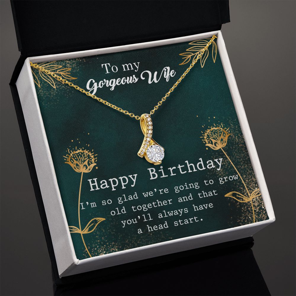 To My Gorgeous Wife Necklace Pendant Gift From Husbnd Habby Birthday A Head Start With Message Card and Gift Box. Valentine's Day Gift For Wife Future Wife Alluring Beauty Necklace