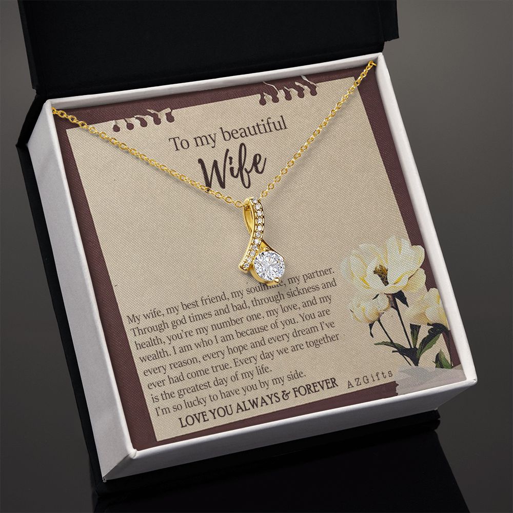 To My Wife Necklace from Husband, Personalized Necklace for Women, Luxury Necklace for Wife from Man Men, Wedding Anniversary Present For Wife, Beautiful Wife Jewelry Christmas Birthday Gifts For Wife7 Alluring Beauty Necklace