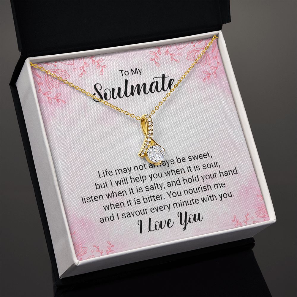 To My Soulmate Necklace for Women Birthday Christmas Jewelry Gifts For My Wife with Message Card Box Personalized Gift Present Pendant for Future Wife Soulmate Girlfriend Love 15 Alluring Beauty Necklace