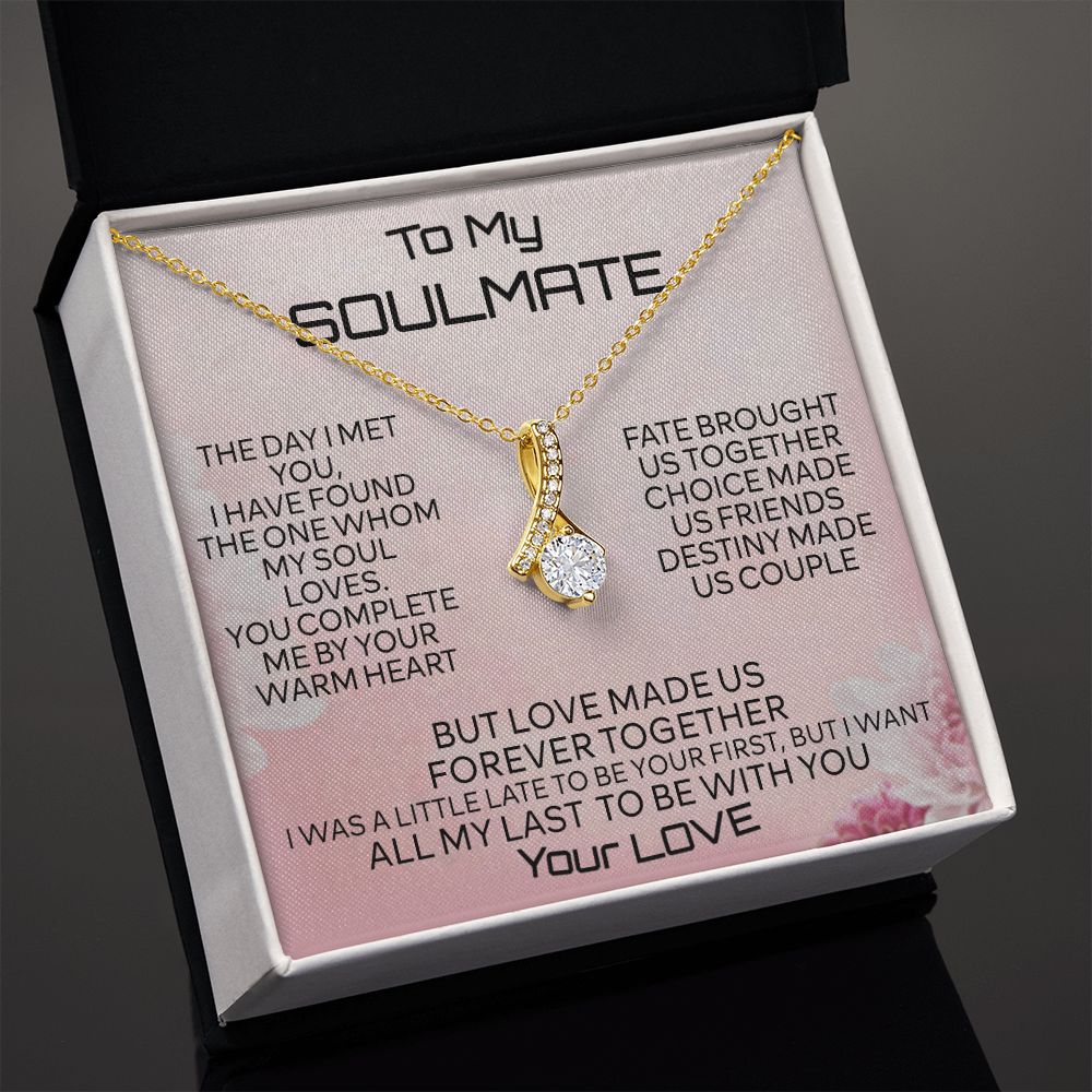 To My Soulmate Necklace for Women Birthday Christmas Jewelry Gifts For My Wife with Message Card Box Personalized Gift Present Pendant for Future Wife Soulmate Girlfriend Love 2 Alluring Beauty Necklace