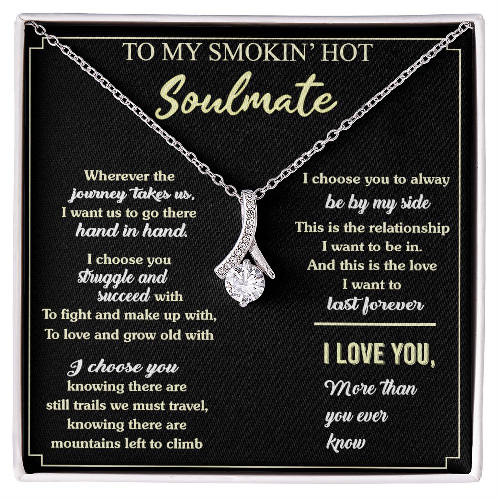 To My Soulmate Necklace for Women Birthday Valentines Day Jewelry Gifts For My Wife with Message Card Box Personalized Gift Present Pendant for Future Wife Soulmate Girlfriend Love 7 Alluring Beauty Necklace