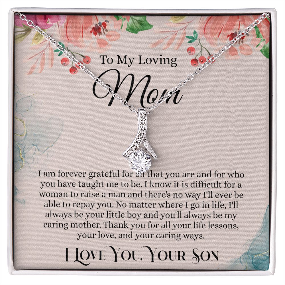 To My Loving Mom Necklace, Mom Gift From Son, Mom Necklace, Gift For Mom From Son, Mom Mother's Day Gift From Son, Mom Birthday Gift From Son, To My Mom Gift, Necklace for Women Alluring Beauty Necklace