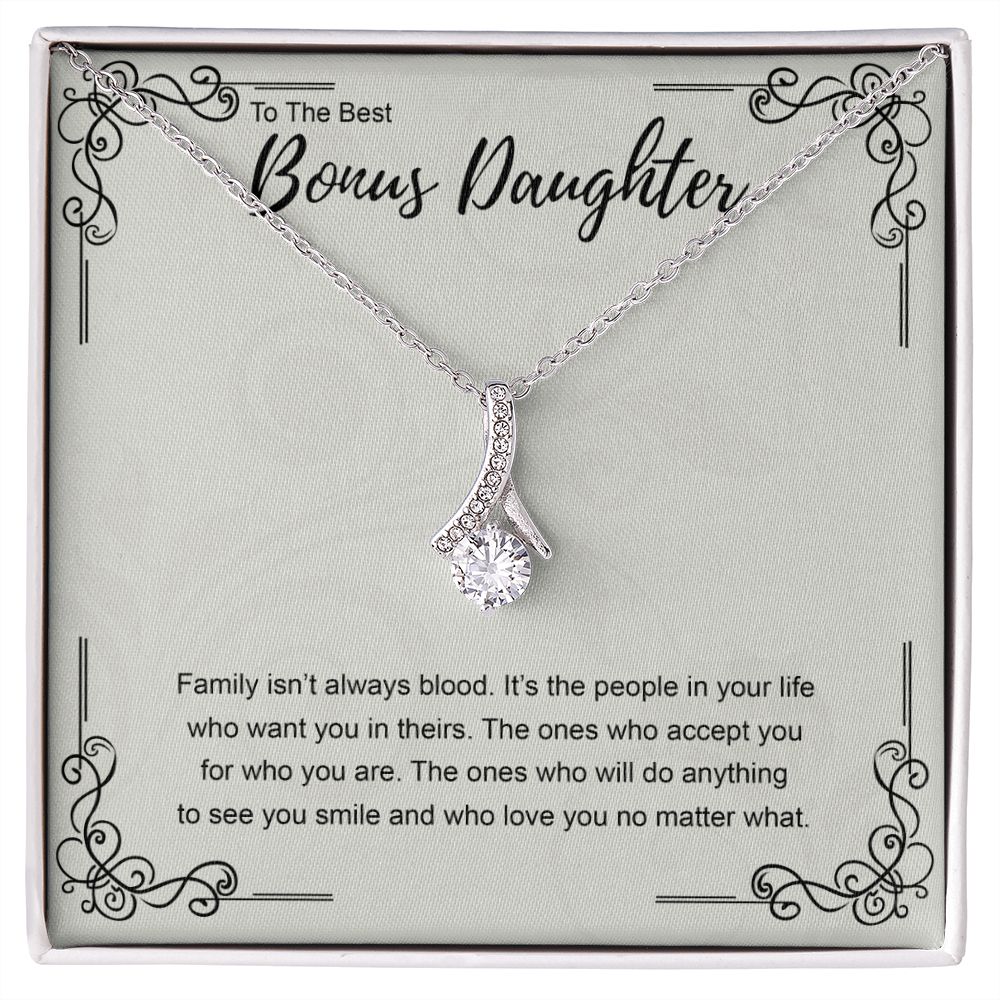 Bonus Daughter Gift Necklace, Double Hearts Necklace, Stepdaughter Jewelry Alluring Beauty Necklace