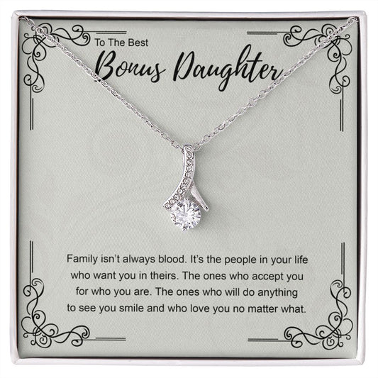 Bonus Daughter Gift Necklace, Double Hearts Necklace, Stepdaughter Jewelry Alluring Beauty Necklace