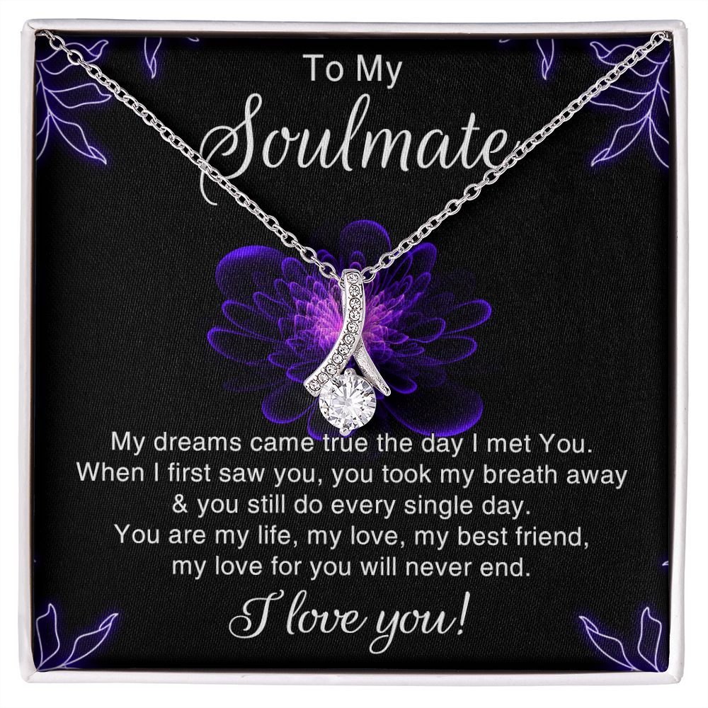 To My Soulmate Necklace for Women Birthday Christmas Jewelry Gifts For My Wife with Message Card Box Personalized Gift Present Pendant for Future Wife Soulmate Girlfriend Love 7 Alluring Beauty Necklace