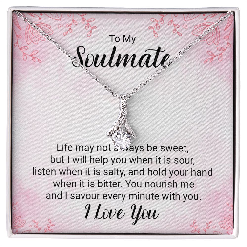 To My Soulmate Necklace for Women Birthday Christmas Jewelry Gifts For My Wife with Message Card Box Personalized Gift Present Pendant for Future Wife Soulmate Girlfriend Love 15 Alluring Beauty Necklace