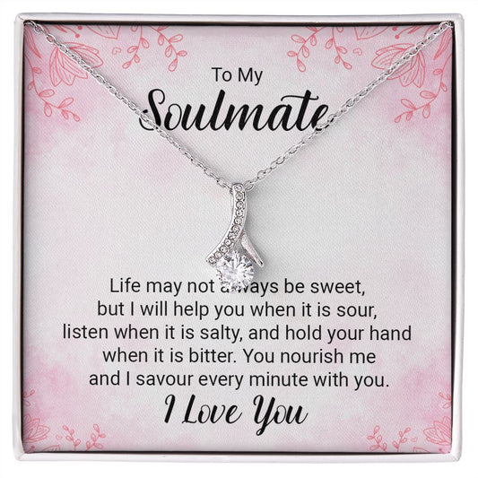 To My Soulmate Necklace for Women Birthday Christmas Jewelry Gifts For My Wife with Message Card Box Personalized Gift Present Pendant for Future Wife Soulmate Girlfriend Love 15 Alluring Beauty Necklace