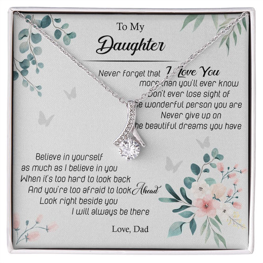 To My Daughter Alluring Beauty Necklace, Necklace Message Card Meaningful