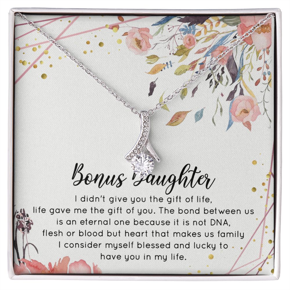 Bonus Daughter Gifts From Stepdad, Step Daughter Gifts From Stepmom, Stepdaughter Gifts From Stepdad, Father Stepdaughter Necklace, To My Bonus Daughter Necklaces, Christmas Gifts For Bonus2 Alluring Beauty Necklace