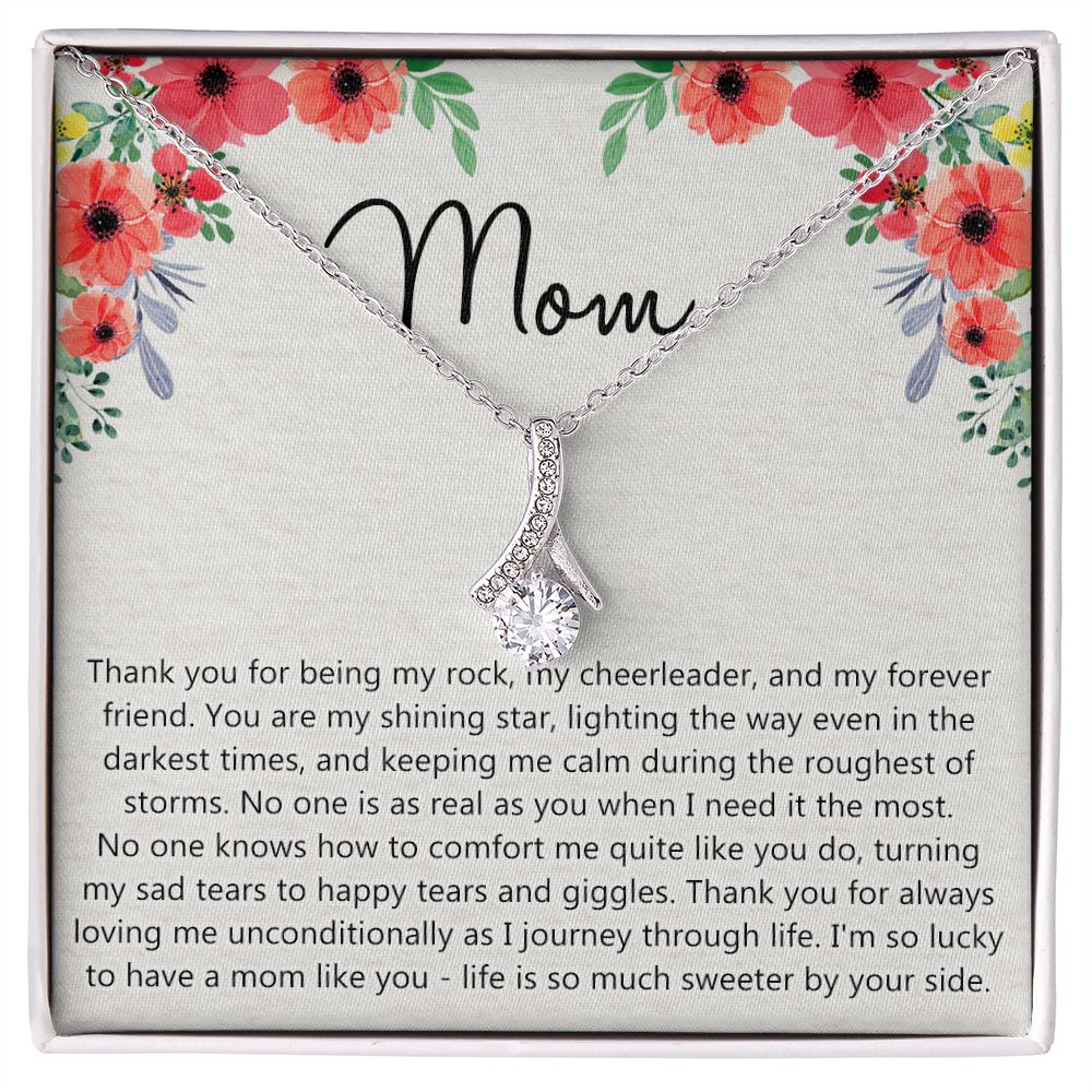 To My Mom Gift Necklace for Mother Daughter Jewelry, Thank You Mom Gift, Gift for Mom from Daughter to Mother Necklace Pendant Jewelry Box for Mom on Mother's Day Birthday Alluring Beauty Necklace
