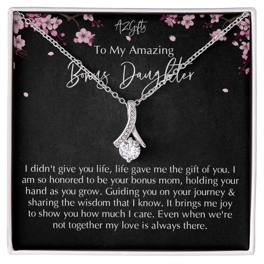 Bonus Daughter Gifts From Stepdad, Step Daughter Gifts From Stepmom, Stepdaughter Gifts From Stepdad, Father Stepdaughter Necklace, To My Bonus Daughter Necklaces, Christmas Gifts For Bonus D Alluring Beauty Necklace