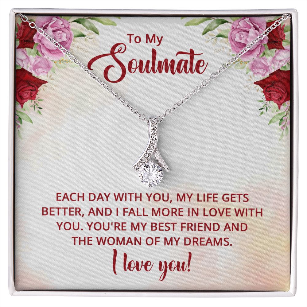 To My Soulmate Necklace for Women Birthday Christmas Jewelry Gifts For My Wife with Message Card Box Personalized Gift Present Pendant for Future Wife Soulmate Girlfriend Love 11 Alluring Beauty Necklace