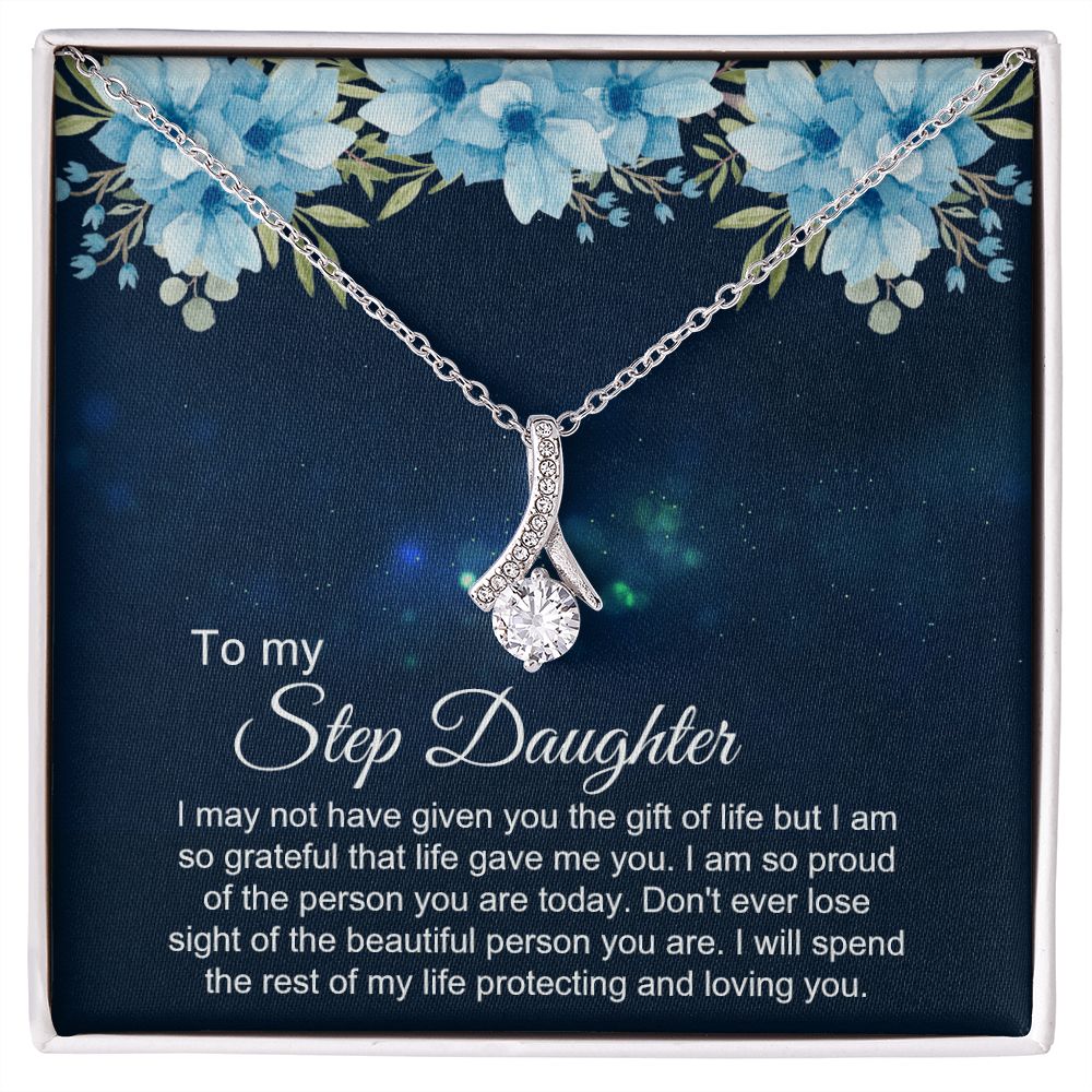 Bonus Daughter Gifts From Stepdad, Step Daughter Gifts From Stepmom, Stepdaughter Gifts From Stepdad, Father Stepdaughter Necklace, To My Bonus Daughter Necklaces, Christmas Gifts For Bonus3 Alluring Beauty Necklace