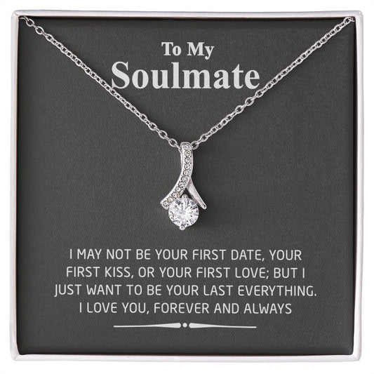To My Soulmate Necklace for Women Birthday Valentines Day Jewelry Gifts For My Wife with Message Card Box Personalized Gift Present Pendant for Future Wife Soulmate Girlfriend Love 2 Alluring Beauty Necklace