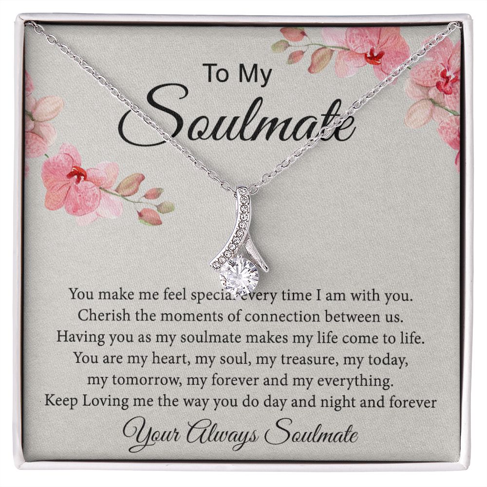 To My Soulmate Necklace for Women Birthday Christmas Jewelry Gifts For My Wife with Message Card Box Personalized Gift Present Pendant for Future Wife Soulmate Girlfriend Love 27 Alluring Beauty Necklace