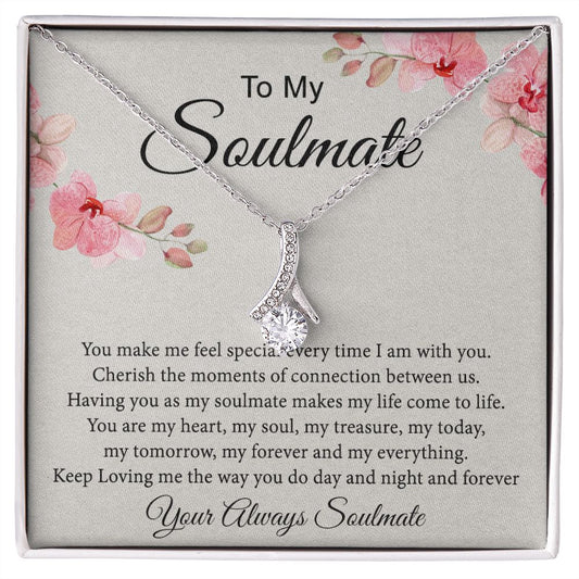 To My Soulmate Necklace for Women Birthday Christmas Jewelry Gifts For My Wife with Message Card Box Personalized Gift Present Pendant for Future Wife Soulmate Girlfriend Love 27 Alluring Beauty Necklace