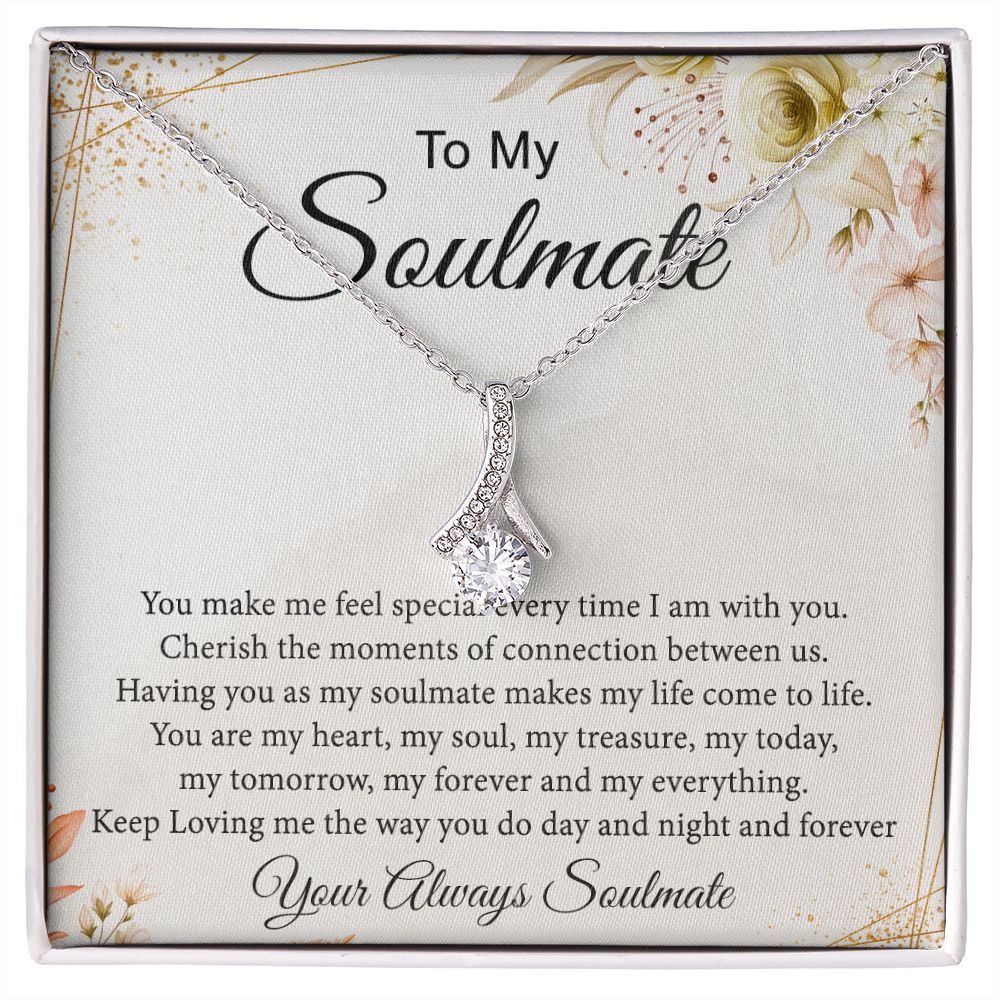 To My Soulmate Necklace for Women Birthday Christmas Jewelry Gifts For My Wife with Message Card Box Personalized Gift Present Pendant for Future Wife Soulmate Girlfriend Love 26 Alluring Beauty Necklace