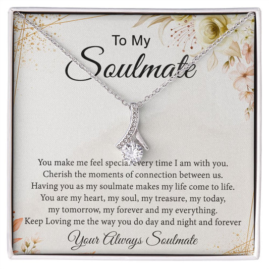 To My Soulmate Necklace for Women Birthday Christmas Jewelry Gifts For My Wife with Message Card Box Personalized Gift Present Pendant for Future Wife Soulmate Girlfriend Love 26 Alluring Beauty Necklace