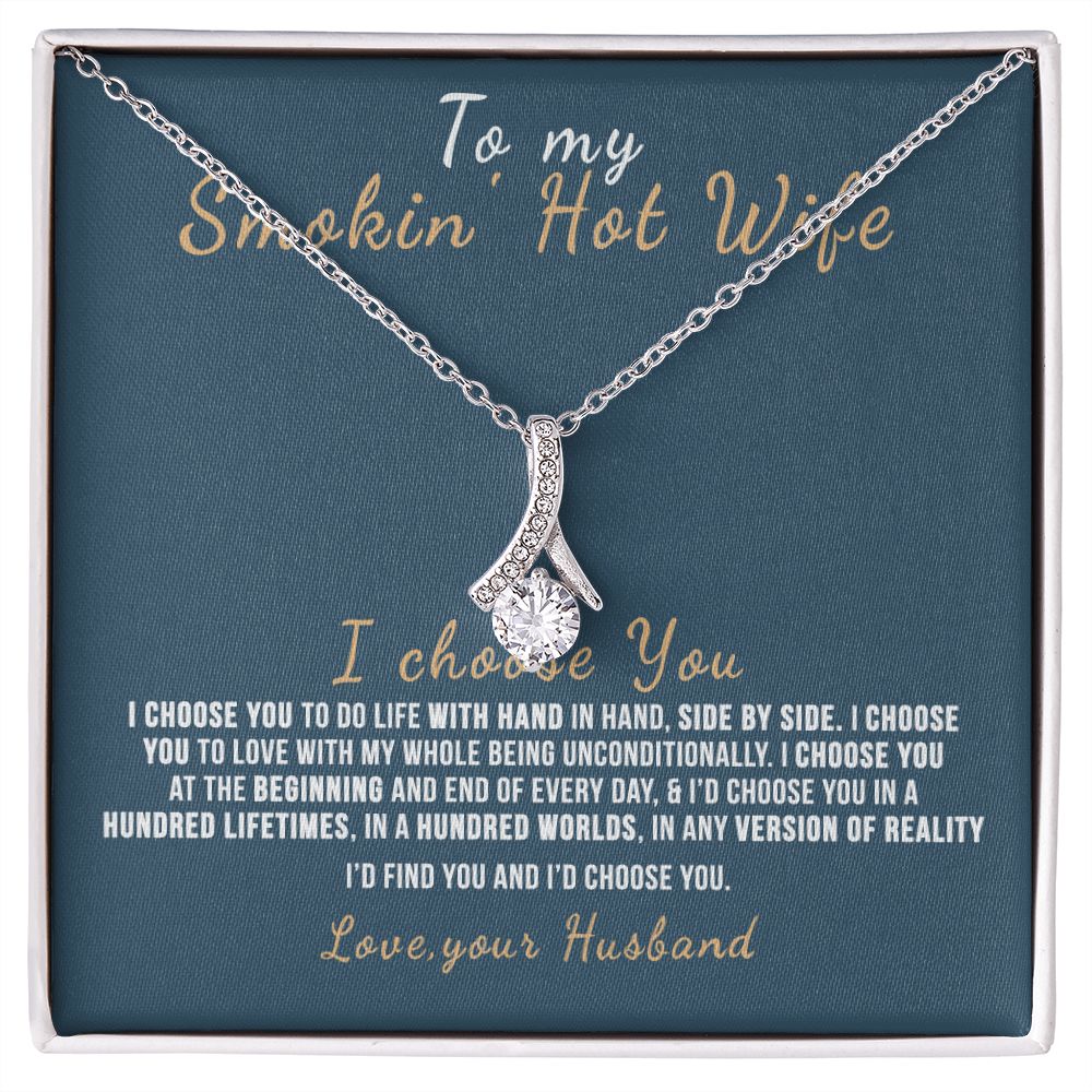 To My Wife Necklace from Husband, Personalized Necklace for Women, Luxury Necklace for Wife from Man Men, Wedding Anniversary Present For Wife, Beautiful Wife Jewelry Christmas Birthday Gift For Wife12 Alluring Beauty Necklace