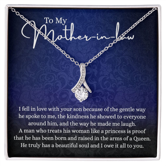 To My Mother in Law Necklace, Mother in Law Jewelry Box, Gift Card, Necklace for Mother in Law Jewelry Gift to My Mother-in-law on Wedding Day Mother's day gift for Mother in Law Alluring Beauty Necklace