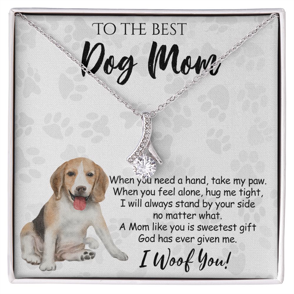 To The Best Beagle Dog Mom Knot Necklace Mother's Day Gift , I Woof You Quote Gift Card, Message Card Jewelry For Dog Lovers, Necklace For Mom Alluring Beauty Necklace