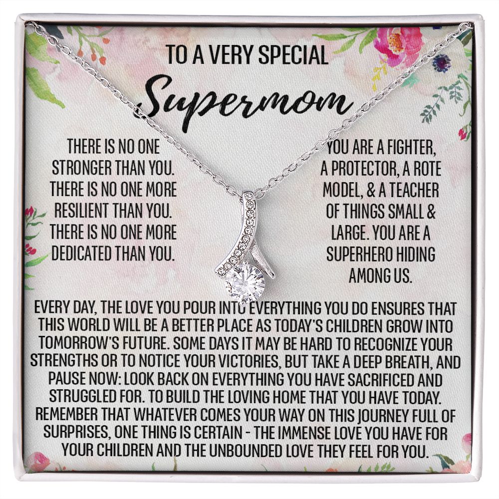 To Supermom Mom Necklace Gift for Single Mother Necklace Holiday, Christmas, Birthday Present for Single Mother, Super Mom, Mother's Day Gift Mom Jewelry for Women 301 Alluring Beauty Necklace