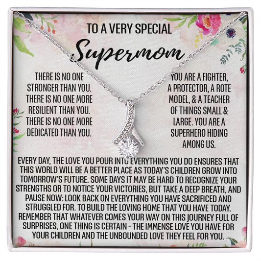 To Supermom Mom Necklace Gift for Single Mother Necklace Holiday, Christmas, Birthday Present for Single Mother, Super Mom, Mother's Day Gift Mom Jewelry for Women 301 Alluring Beauty Necklace