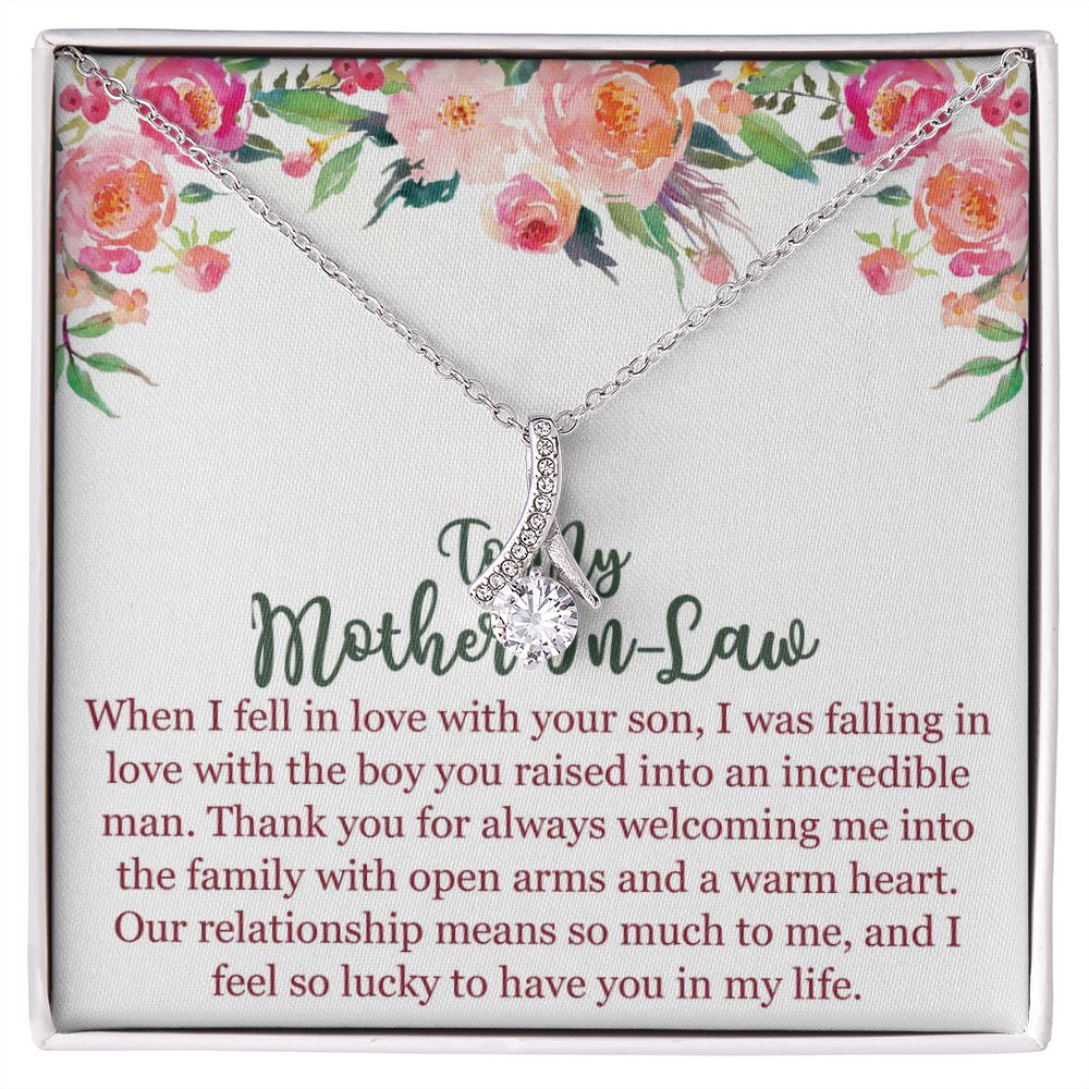 To My Mom In Law Necklace Pendant Gift From Son Happy Mother's Day Gift For Mom Birthday, Anniversary Love With Your Son Alluring Beauty Necklace