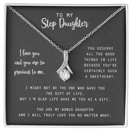 to My Step Daughter Necklace from Stepdad Bonus Daughters Birthday Xmas Congrats (1) Alluring Beauty Necklace