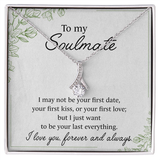 To My Soulmate Necklace for Women Birthday Christmas Jewelry Gifts For My Wife with Message Card Box Personalized Gift Present Pendant for Future Wife Soulmate Girlfriend Love 25 Alluring Beauty Necklace