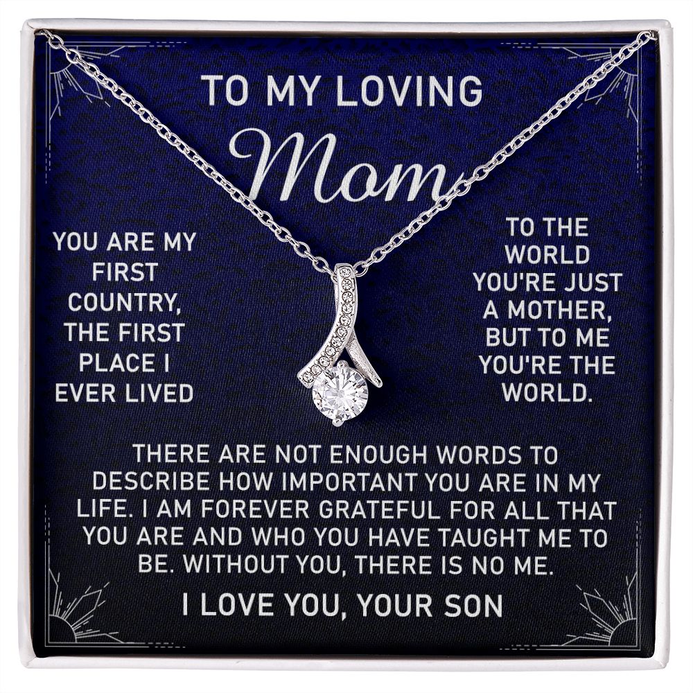 To My Loving Mom Necklace, Gift for Mom from Son, Mother's Day Jewelry Gift, Necklace for Mom Birthday Anniversary Mother's Day Jewelry Gift, To My Mom Necklace from Son Alluring Beauty Necklace