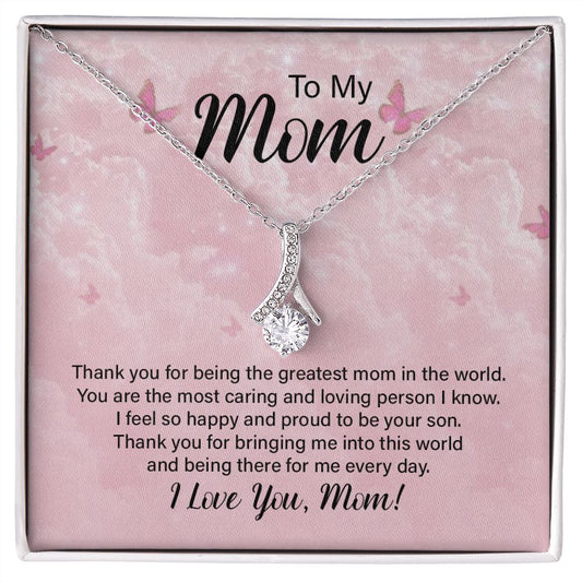 To My Mom Necklace, Gift For Mom, Mother's Day Gift from Daughter, Mom Jewelry Gift for Mothers Day, Birthday Gift for Mother, Moms Gift from Daughter Son, Necklace for Mom Mother 24 Alluring Beauty Necklace