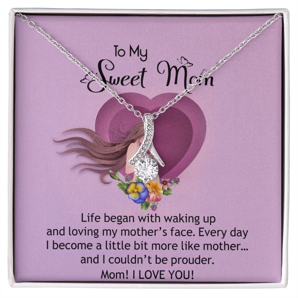 To My Sweet Mom, Sweet Mom Necklace Pendant, Mothers Day Gifts, Gift For Sweet Mom, New Mom Gifts Alluring Beauty Necklace