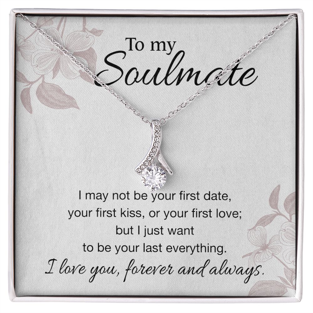 To My Soulmate Necklace for Women Birthday Valentines Day Jewelry Gifts For My Wife with Message Card Box Personalized Gift Present Pendant for Future Wife Soulmate Girlfriend Love 3 Alluring Beauty Necklace