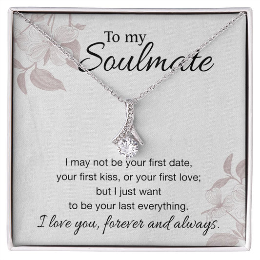 To My Soulmate Necklace for Women Birthday Valentines Day Jewelry Gifts For My Wife with Message Card Box Personalized Gift Present Pendant for Future Wife Soulmate Girlfriend Love 3 Alluring Beauty Necklace