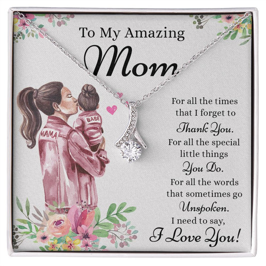 Mom Necklace Gifts for Mom from Daughter to Mom Gifts for Mothers Day from Daughter, To My Mom Necklace from Daughter to Mom Birthday Gifts Necklace with Message Card and Gift Box2240 Alluring Beauty Necklace