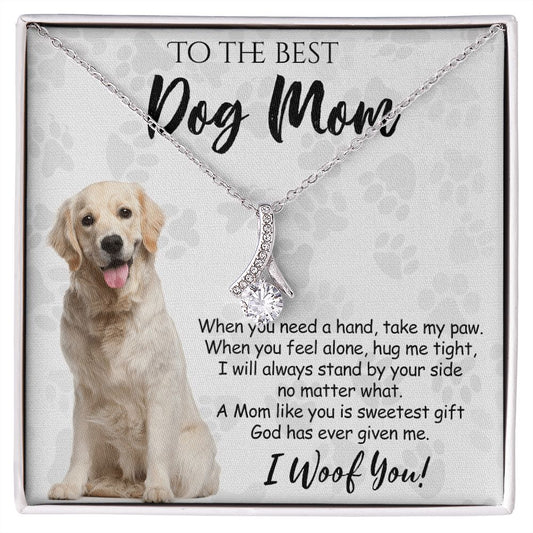 To The Best Golden Retriever Dog Mom Knot Necklace Mother's Day Gift , I Woof You Gift Card, Message Card Jewelry For Dog Lovers, Necklace For Mom Alluring Beauty Necklace